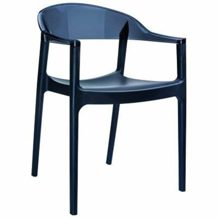 SIESTA CArmen Modern Dining Chair - Black Seat Transparent Black Back, 4PK ISP059-BLA-TBLA
